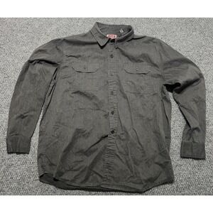 Wrangler Men's Chambray Button-Up Shirt Gray Cotton Long Sleeve Casual XL